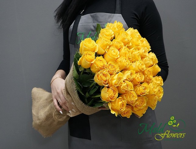 Букет из 25 жёлтых роз Эквадор 50 см Фото